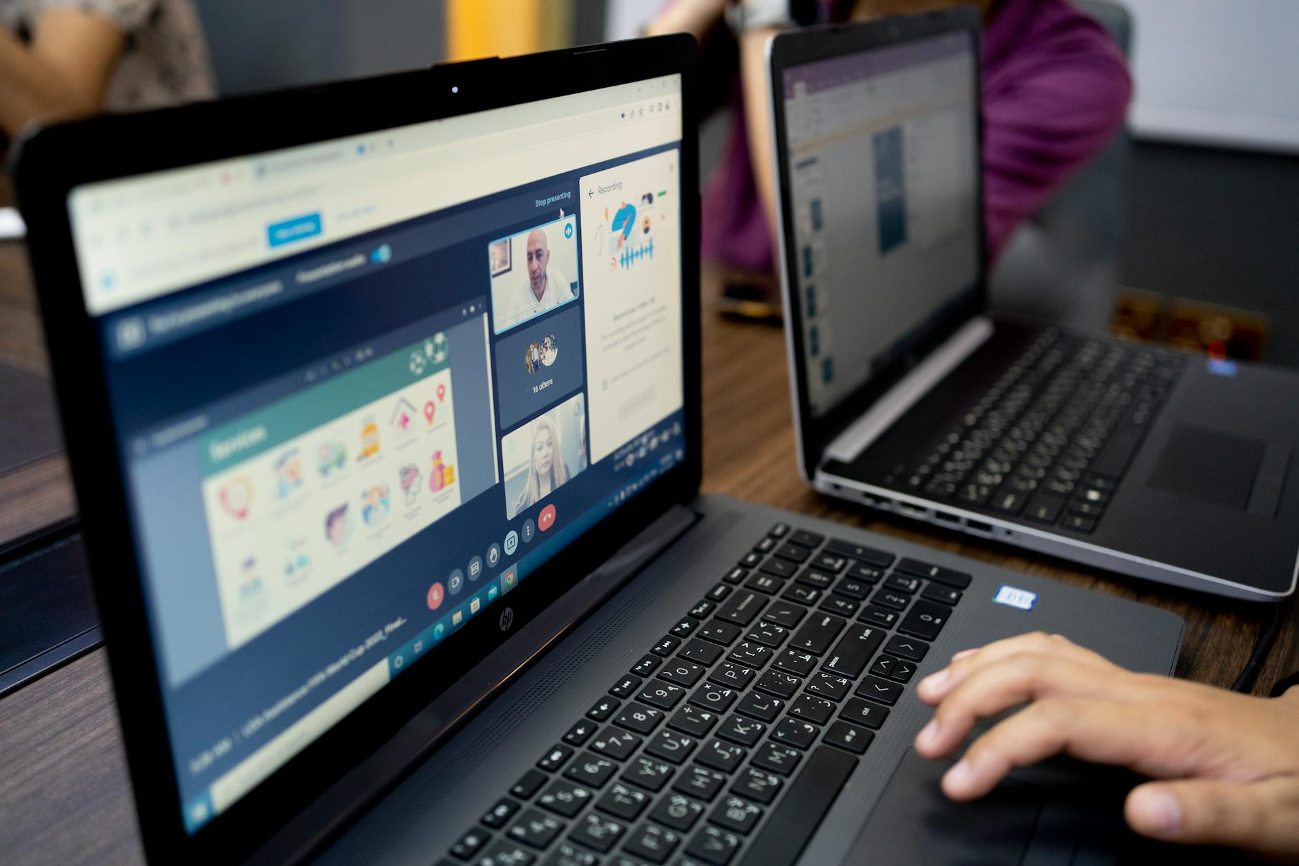 A visual representation of technology tools used in online debates, including video conferencing and AI tools.