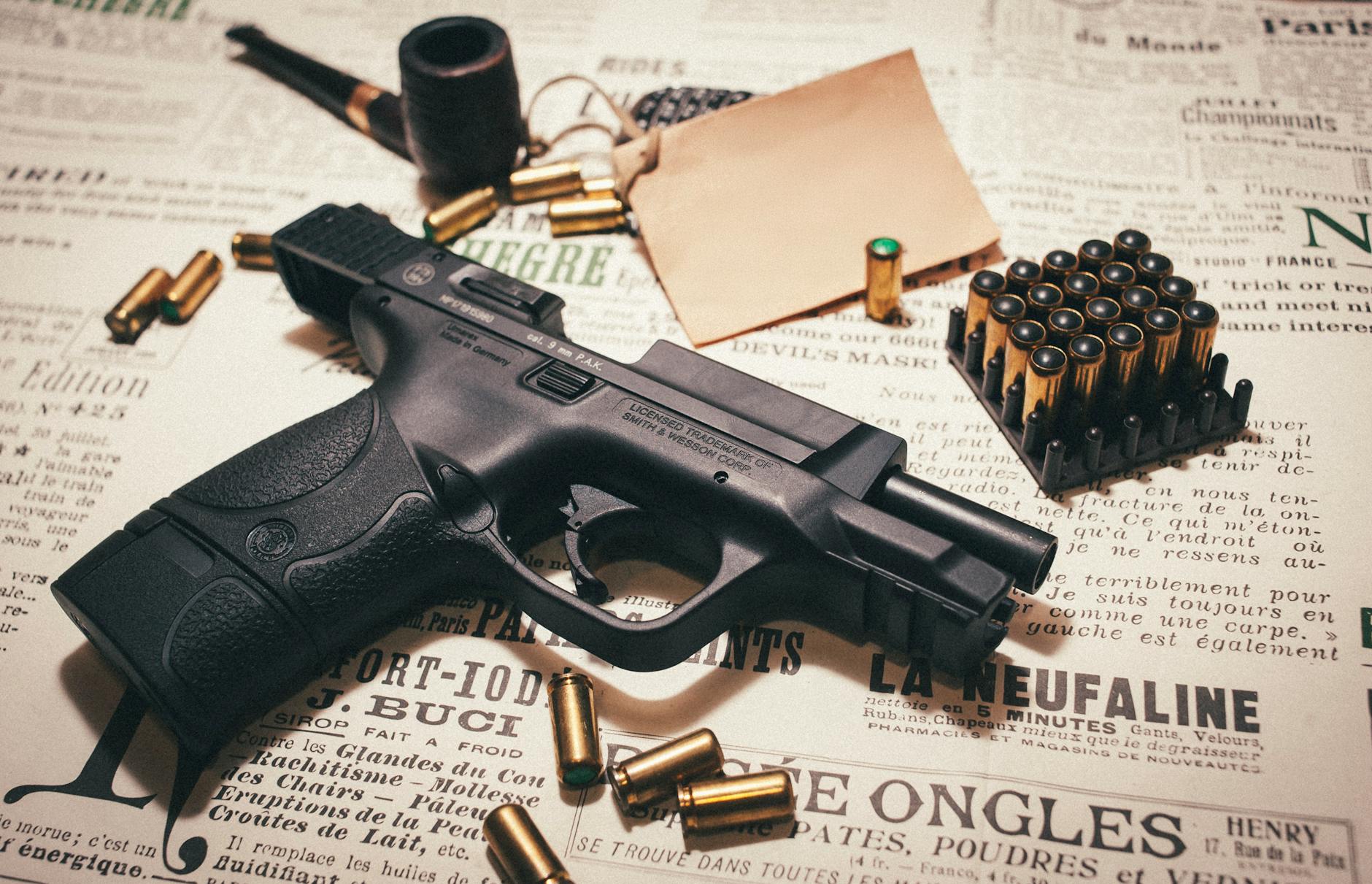 Infographic showing statistics on gun ownership and crime rates in the context of the gun control debate.
