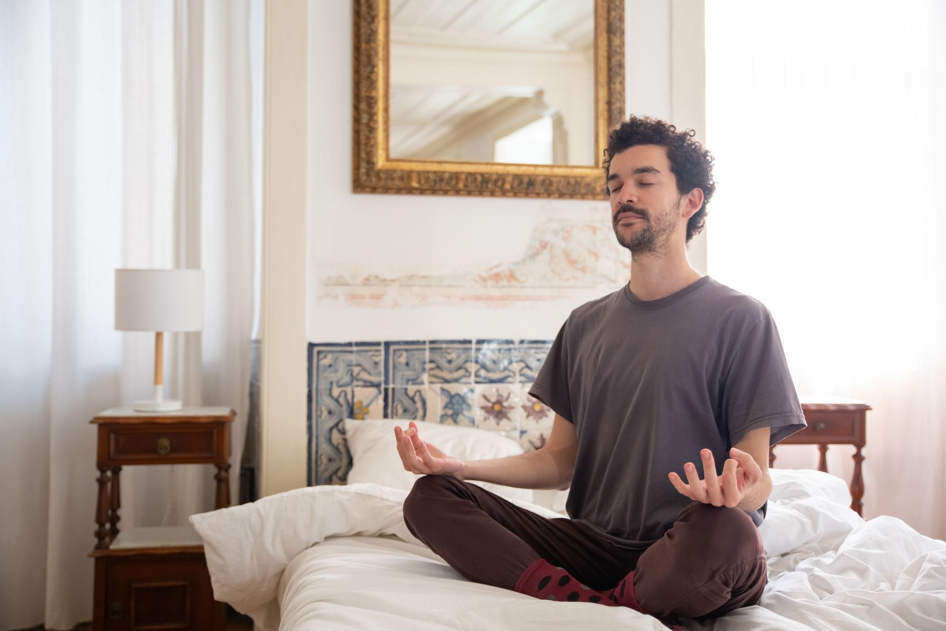 A visual representation of a person practicing deep breathing techniques to stay calm while handling adversity in debates …