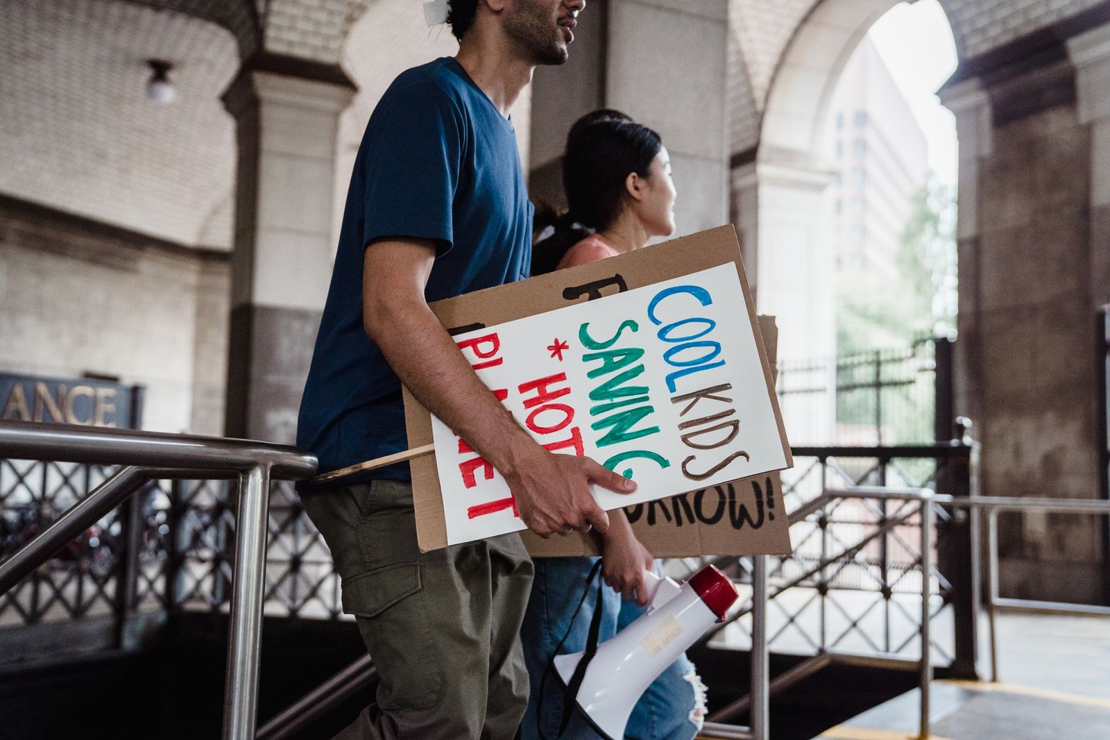 A photo of a public protest advocating for climate action, highlighting community engagement in the climate change debate.