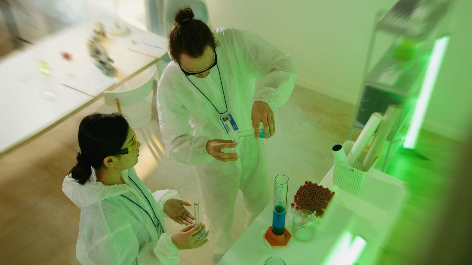 A photo of scientists conducting research on geoengineering projects in a laboratory setting. — geoengineering debate