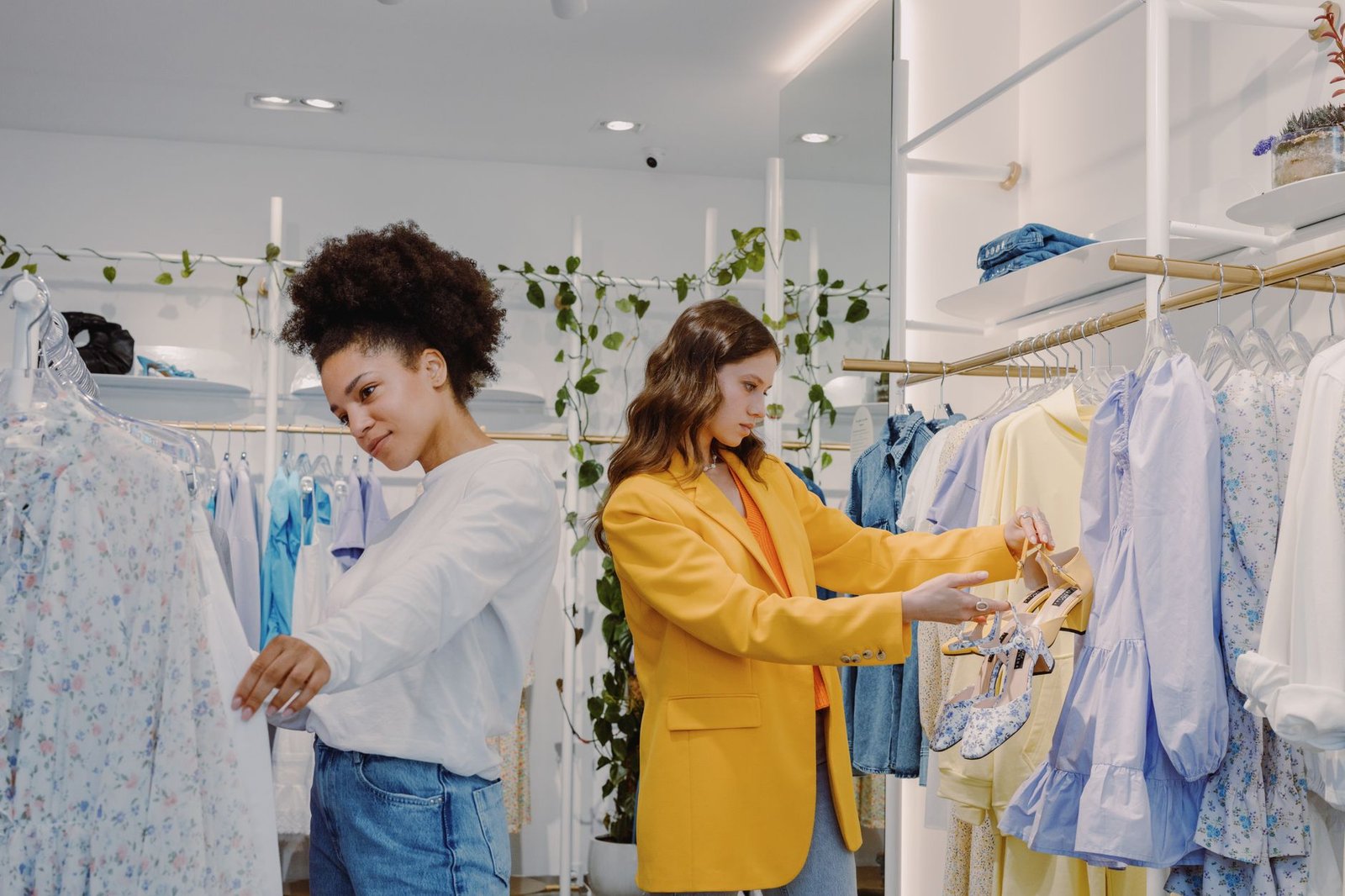 A comparison image showing a fast fashion store and a sustainable fashion boutique to highlight consumer choices. — fast…