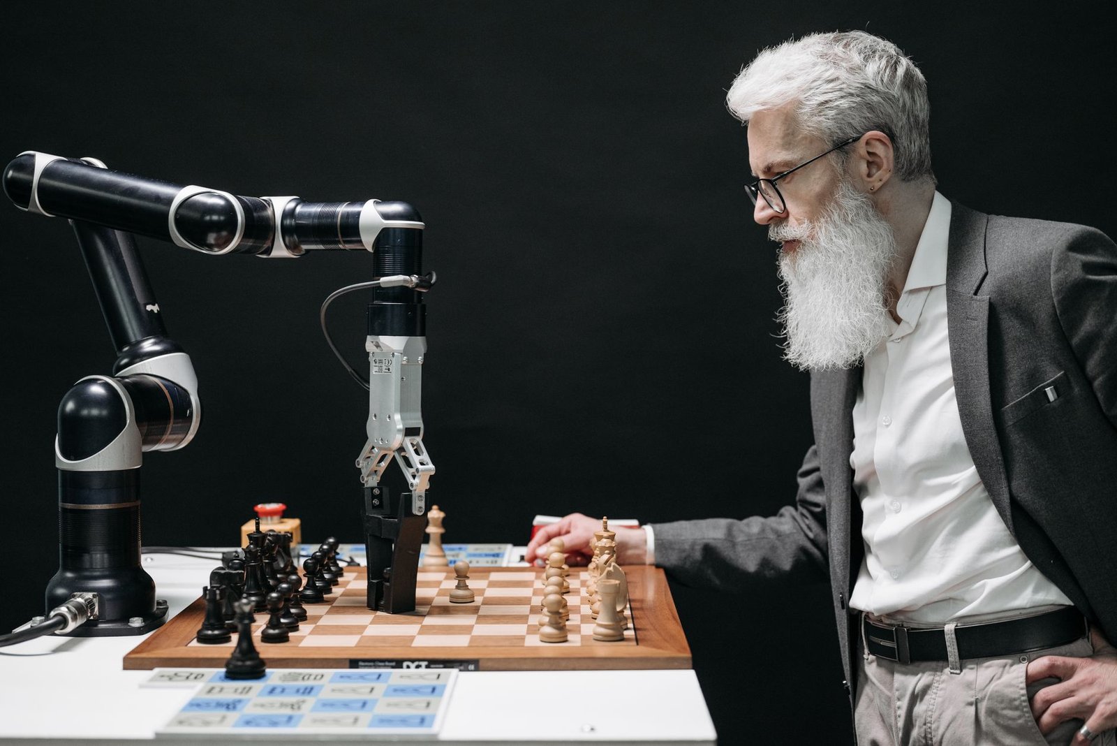 A conceptual image depicting a human and AI system engaged in a debate. — AI in debating
