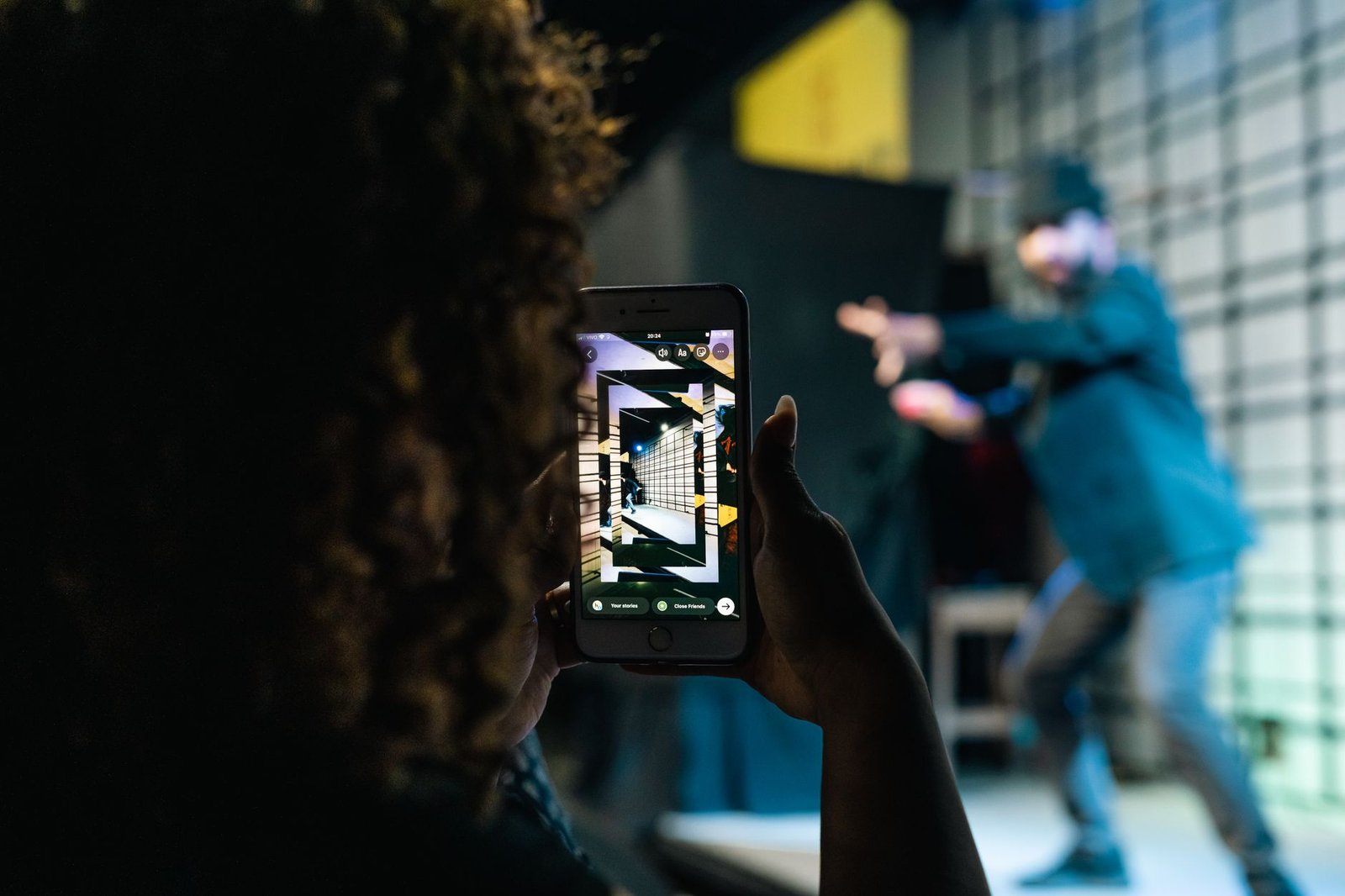 A split image contrasting real-life interactions with digital communication — technology dependence