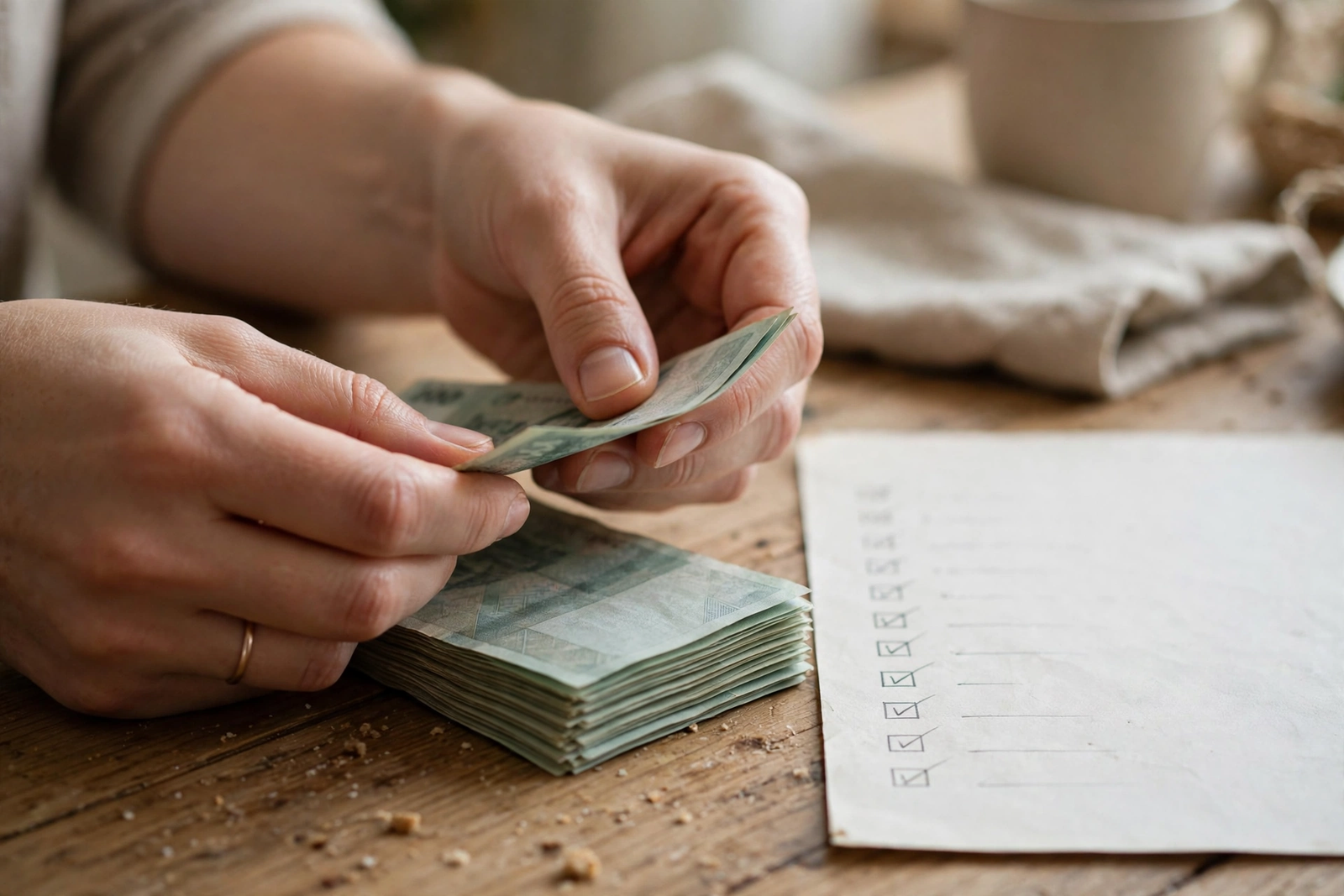 Hands counting banknotes